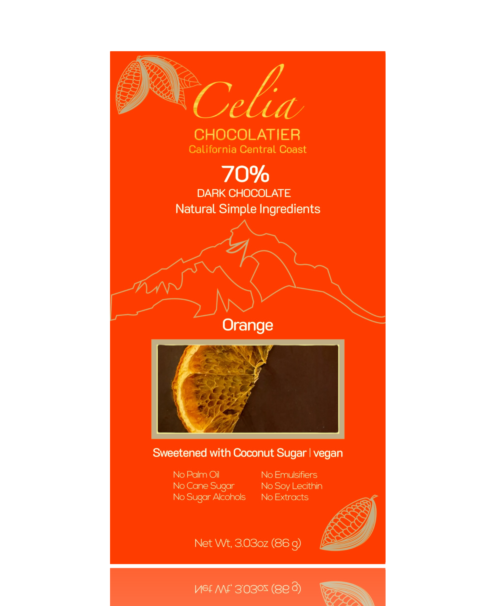 Orange - 70% Dark Chocolate Bar – Celia Chocolatier